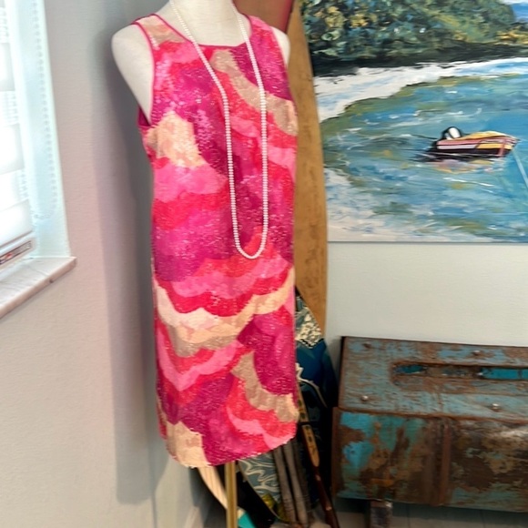 NWT (Heavy)Trina Turk,Vibrant Sequined Dress, Key Hole Closure, Stunning, Size 6 - Picture 1 of 10